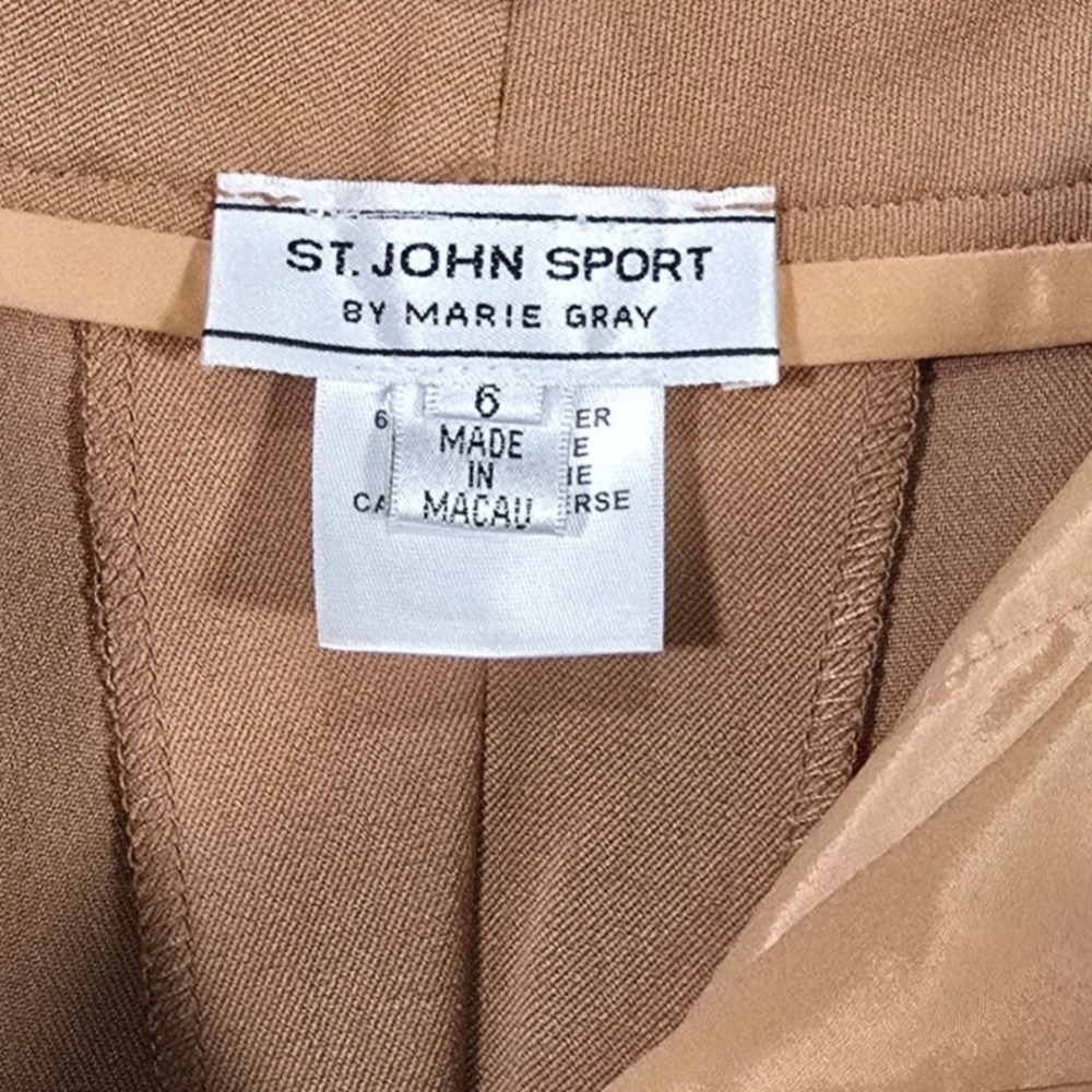 St. John Sport Dress Pants Women 6 Camel Wide Leg High Rise Pleated Trousers Vtg - Picture 4 of 7